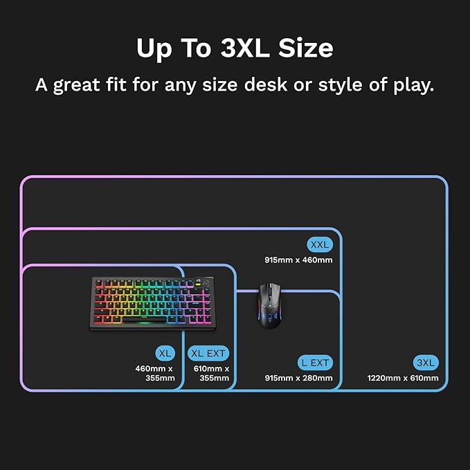 GLORIOUS Gaming Mouse Pad GMP 2 GLED - XL - 2-Zone RGB Lighting InfiniGlow RGB Stitchless Edge Premium Cloth Surface Grippy Rubber Base Optimised for Gaming - 18 x 14 x 0.1 - Large Desk Mat