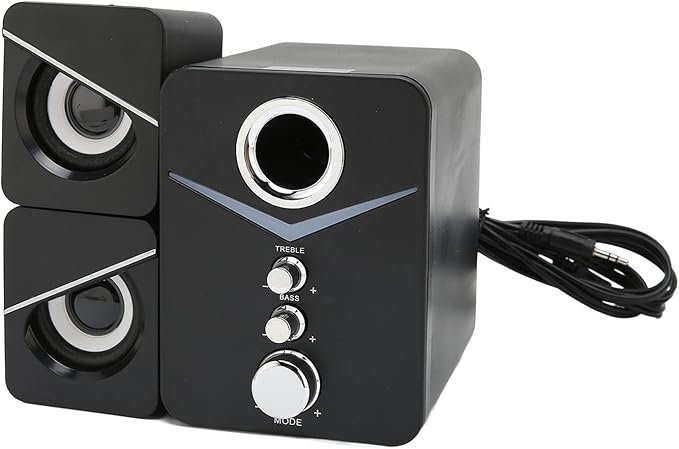 Sanpyl Computer Speaker Deep Bass High Power 2.1 Channel Desktop Speaker for Music LoversRed (Black)