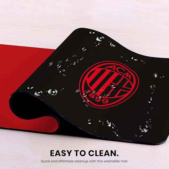 Head Case Designs Officially Licensed AC Milan Red &amp Black Crest Logo 23.62 x 11.81 x 0.12 inches (600 x 300 mm) - L Gaming Office Desk PC Keyboard Mouse Mat Pad