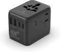 7 in 1 Travel Adapter Worldwide w/GaN 45W 2 USB-A (15W) 3 USB-C (45W) 2 AC Outlets Safety Certified International Plug Adapter for Universal Laptop Phone Camera for US EU UK AU