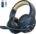 BINNUNE 2.4GHz Wireless Gaming Headset Bluetooth 5.3 Gaming Headphones with Noise Canceling Mic 120H Ultra-Long Battery 50mm Drivers Multi-Platform for PC / PS5 /PS4/ Switch/Mobile Gold
