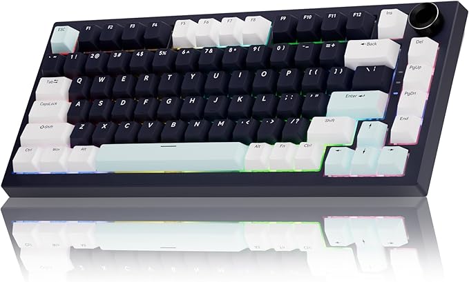 Gurjot Wireless Mechanical Keyboard with KnobTri-Mode BT5.0/2.4GHz/USB-C Hot Swappable Mechanical KeyboardPre-lubed Linear Switches8000mAH Battery RGB Backlit Computer Gaming Keyboards
