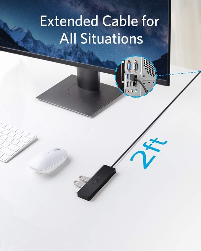 Anker 4-Port USB 3.0 Hub Ultra-Slim Data USB Hub 2.4G Wireless Vertical Ergonomic Optical Mouse