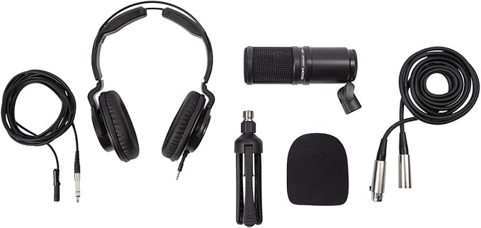 Zoom ZDM-1 2-Person Podcast Mic Pack Kit with Headphones Mic Cables and Boom Arms and 2 Boom Arm Bundle (4 Items)