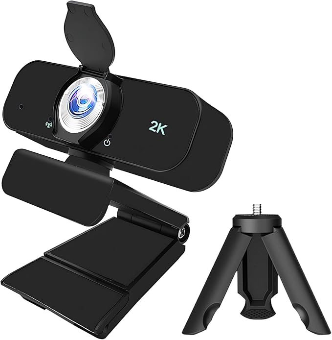 Built-in Microphones USB 2K Webcam with Tripod Plug-and-Play for Streaming and Video Conferences