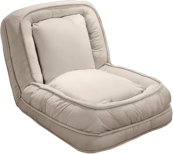 ELEFOCUS Adjustable Bean Bag ChairMulti-Function Folding Tufted Soft with Filler Couch Bed Chaise Lounge Indoor(C)