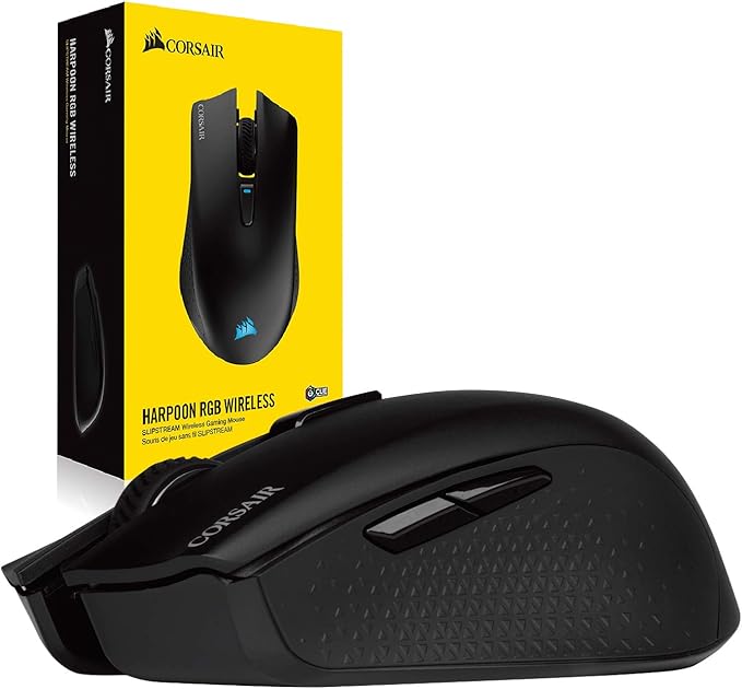 Corsair Harpoon Wireless RGB Lightweight FPS/MOBA Gaming Mouse – 10000 DPI – 6 Programmable Buttons – Low-Latency Bluetooth – iCUE Compatible – PC Mac PS5 PS4 Xbox – Black
