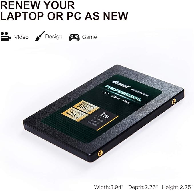INLAND Professional 1TB SSD 3D NAND SATA III 6Gb/s 2.5 7mm Internal Solid State Drive (1T)