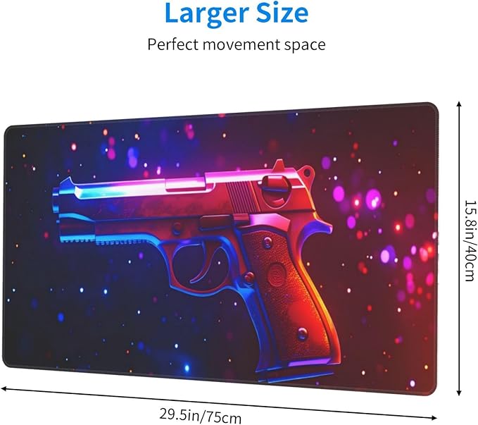 Handgun Desk Cover MatExtended Large Mouse PadComputer Laptop Mat Desk Decor for Office Game Home 30x16 Inch