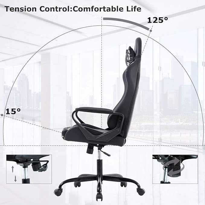 Gaming Chair Computer Gamer Racing Chair High Back Video Game Chair Leather Gaming Chair Ergonomic Adjustable Swivel Racing Chair with Headrest and Lumbar Supportfor Back Pain WomenMen (Camo)