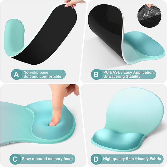 4-in-1 Large Gaming Mouse Pad Keyboard Wrist Rest Pad &amp Wrist Support Mousepad Set Extended Desk Pad Waterproof Desk Mat Protector for Home Office Decor Study Game 35.4×15.7 Inches I Mint Green