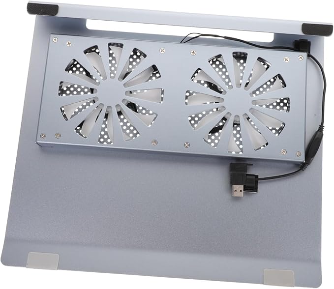 POPETPOP Laptop Cooler Pad Stand for 17.3 Inch Notebook Dual 12cm Cooling Fans RGB Light Fan for Heat Dissipation Aluminum Construction