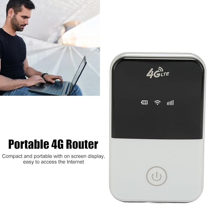 FILFEEL 4G LTE Mobile WiFi Hotspot with Display - Support 8 Users Portable Router with SIM Slot and USB Charging for Travel (European Version)
