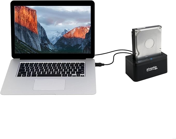 Plugable USB 3.1 Gen 2 10Gbps SATA Upright Hard Drive Dock and SSD Dock - Driverless - Includes USB-C &amp USB 3.0 Cables Supports 10TB+ Drives