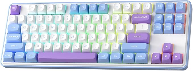 Redragon K707 PRO 80% Wireless Gasket RGB Gaming Keyboard 3-Modes 87 Keys TKL Mechanical Keyboard w/Hot-Swap Socket PBT Round Keycaps &amp 5-Layer Noise Dampening Custom Linear Switch