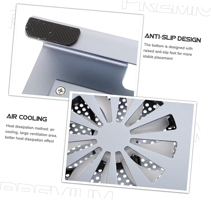 Homoyoyo Aluminum Alloy Laptop Cooler Stand with USB Fan Ventilated Support to 17.3 Inch Notebooks Quiet Gaming Laptop Cooling Pad in Gray for Home and Office Use