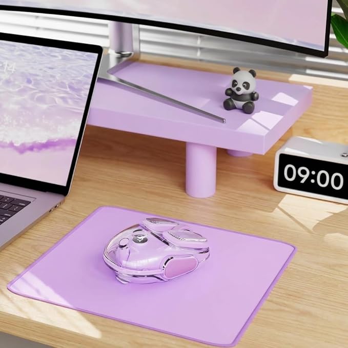 EWEADN Q9 Wireless Clear Mouse Dual Mode Bluetooth &amp 2.4G USB Computer Mouse with RGB Lighting Silent Clicks Multi-Device Compatibility for Laptop PC MacBook iPad Cute Mouse-Purple