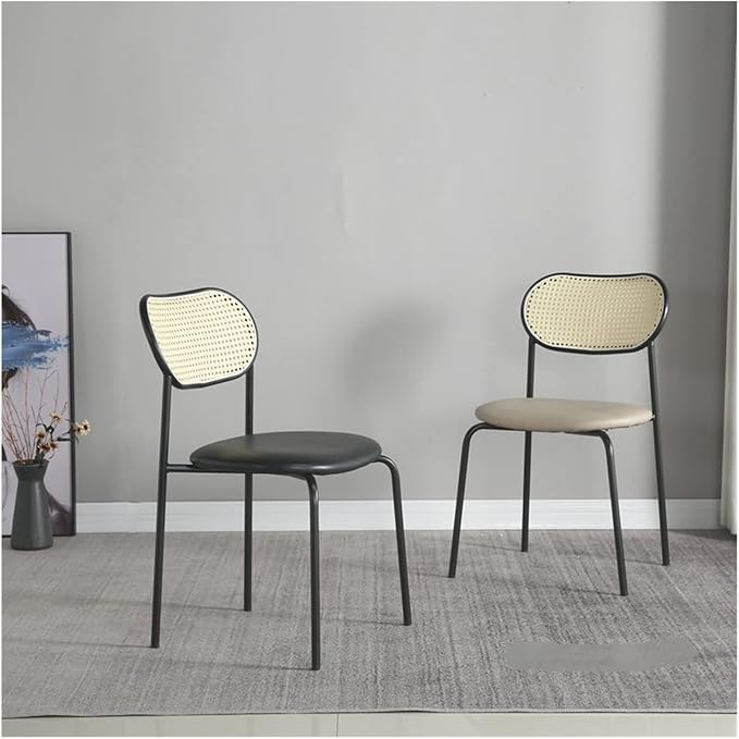 Adjustable Office Computer Chair with Armrest Dining Chair Coffee Shop Leisure Rattan Armchair Kitchen Furniture(Brown)