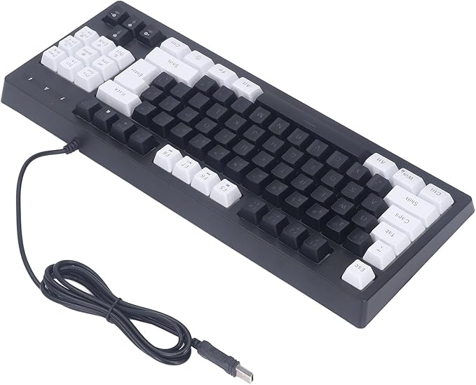 Vikye Compact 87 Keys Mechanical Keyboard with RGB Backlight Double Color for Gaming and Office (White Black)