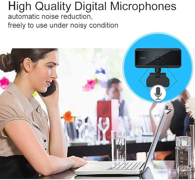 HD USB Webcam Auto Focus1080P Webcam with 360-Degree Swivel Noise Reduction Microphone Plug and Play USB Network Camera Video Calling and Recording for Computer Laptop
