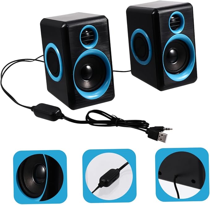 HOMSFOU 2pcs Mini Desktop Speakers USB Powered Loudspeaker Box for Home Computer Laptop Compact and Stylish Design for Enhanced Audio