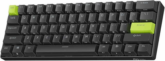 RK ROYAL KLUDGE C61 HE Gaming Keyboard 60% Wired Mechanical Keyboard with Hall Effect Magnetic Switch 8000Hz Polling Rate Rapid Trigger RGB Backlit 61 Keys Black Green