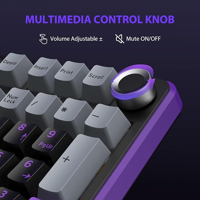 Transformers GK01 Wireless Mechanical Keyboard with Knob101 Keys RGB Creamy Gaming Keyboard BT5.0/USB-C/2.4GHzPre-lubed Linear SwitchesHot Swappable Custom Computer Keyboards(Megatron Black)