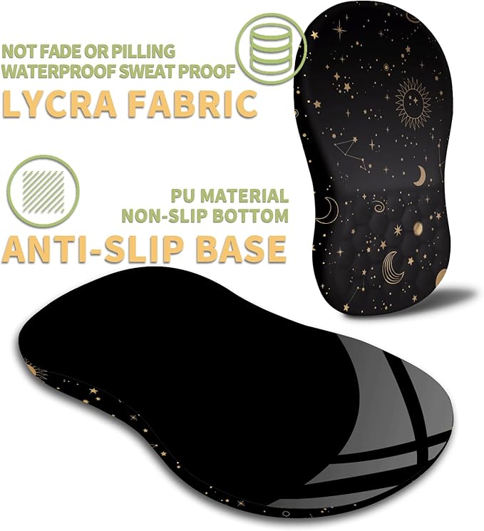 Ergonomic Wrist Rest Support Mouse Pad Massage Design Relief Carpal Tunnel Pain Entire Memory Foam Non-Slip Computer Mouse Pads for Wireless Starry Sky