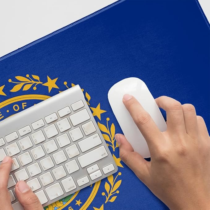 New Hampshire State Flag Large Gaming Mouse Pad Desk Mat with Stitched Edges Non-Slip Base for Gamer Home and Office