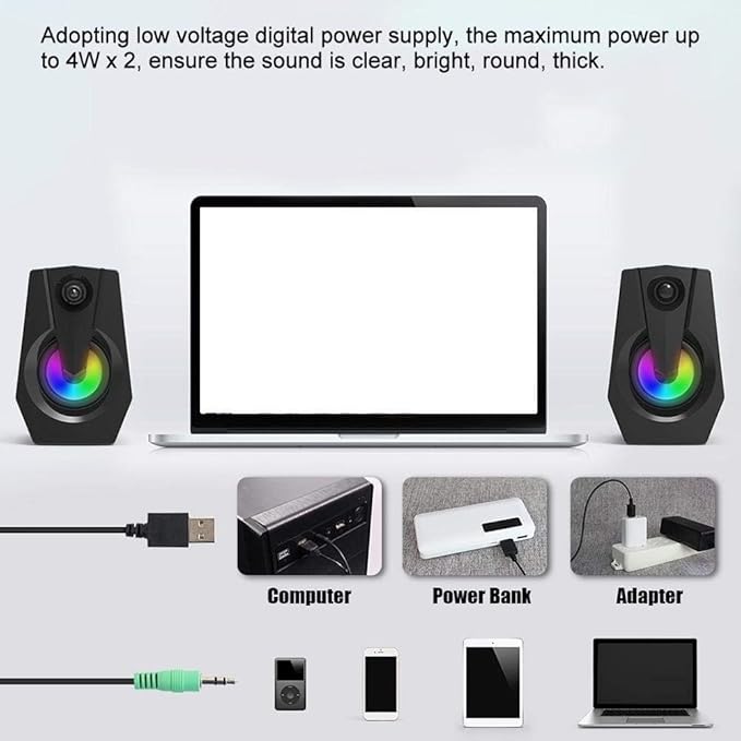 Computer Speakers Stereo Multimedia Desktop SpeakersGaming Speakers2.0 Channel Speakers for PC/Laptop/Tablets/Game Machine