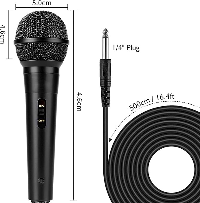 Microphone Professional Cable Dynamic Karaoke Microphone for Singing Metal Handheld Mic Compatible with Karaoke MachineSpeakerAmpMixer Cordless Microphone
