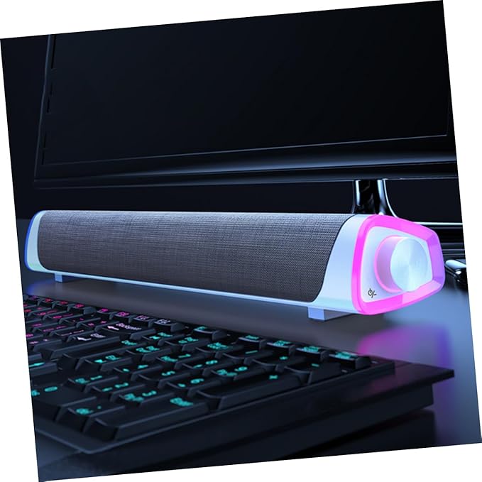 HOMSFOU Household Dual Speaker Sound Bar Stereo Sound for Desktop Laptop and Tablet White Compact Design for Space Saving and Immersive Audio
