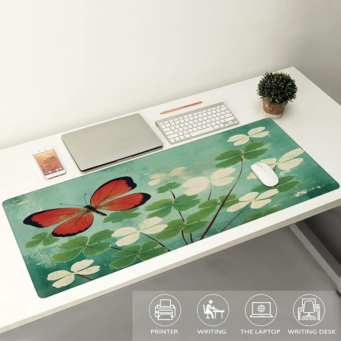 Large St. Patrick's Day Mouse Mat Computer Mousepad with Non-Slip Rubber Base Waterproof Mouse Pad Desktop Keyboard Pad for GamerHome School Laptop Office Accessories16x35.5inA (20)