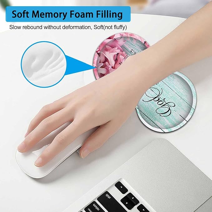 Large Mouse Pad Extended Office Desk Pad 31.5x11.8in Ergonomic Memory Foam Mouse Wrist Rest Support for Home Office Computer Writing Pad Cute Psalm 46：5 Pink Hyacinth Pattern XXL Gaming Mouse Mat