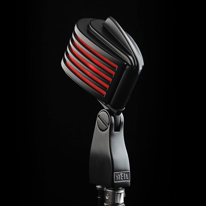 Heil The Fin Dynamic Microphone for Live Sound Applications and Video Podcasting XLR Microphone with Vintage Appeal Wide Frequency Response and Superior Rear Noise Rejection - Black/Red