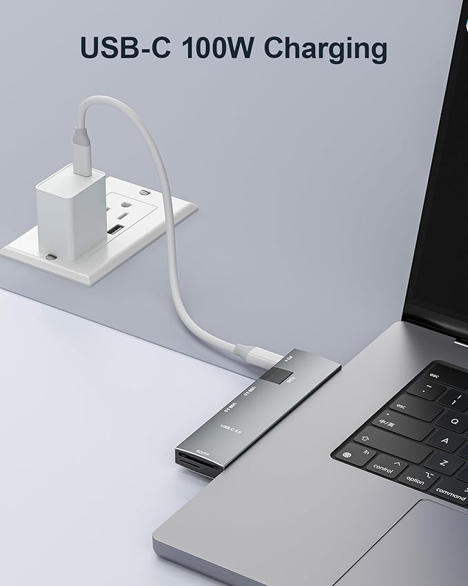 USB C Hub for MacBook USB-C Hub 7-in-2 for Thunderbolt 4 Port 4K 60Hz HDMI Ethernet 2 USB A Data Ports microSD SD Card Reader for MacBook Pro 13 Inch MacBook Air M1 M2 M3 iPad Dell Lenovo
