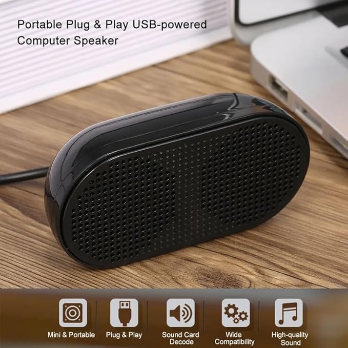 JSEIAJB Computer Speaker Speaker Plug &amp Play Portable USB-Powered Speaker Horn 3W Output for PC Laptops
