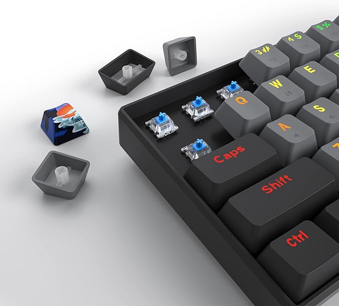 Owpkeenthy 60% Percent Keyboard Mechanical Gaming Blue Switch Ultra Compact RGB Wired 60% Gaming Keyboard N-Key Rollover for PC Gamer(Black/Blue Switch)