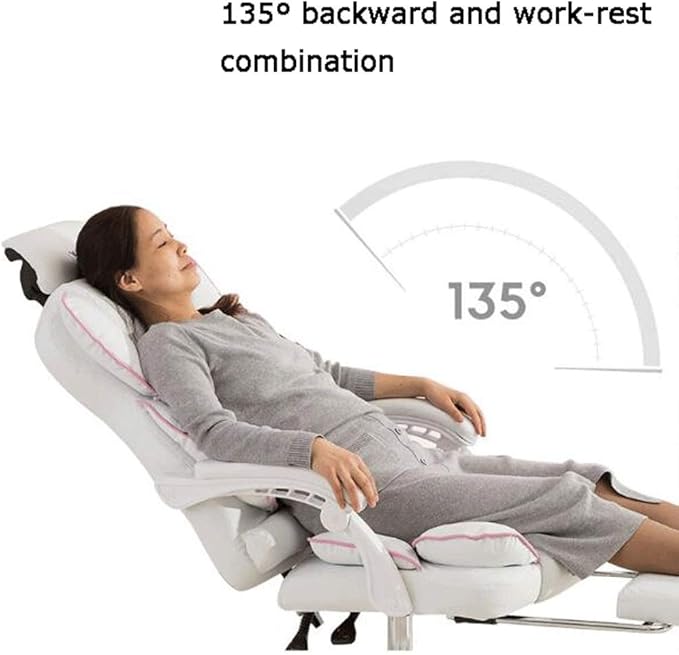 YYDS Chair Reclining Esports Chair Office Boss Chair Luxury Ergonomic Computer Gaming Chair Household Armchair with Footrest Ergonomically (Color : Beige Size : Nylon feet)