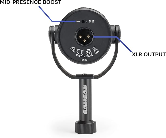 Samson Q9x Dynamic Broadcast Mic for Podcasting Streaming and Studio Recording Black &amp MD5 Desktop Microphone Stand
