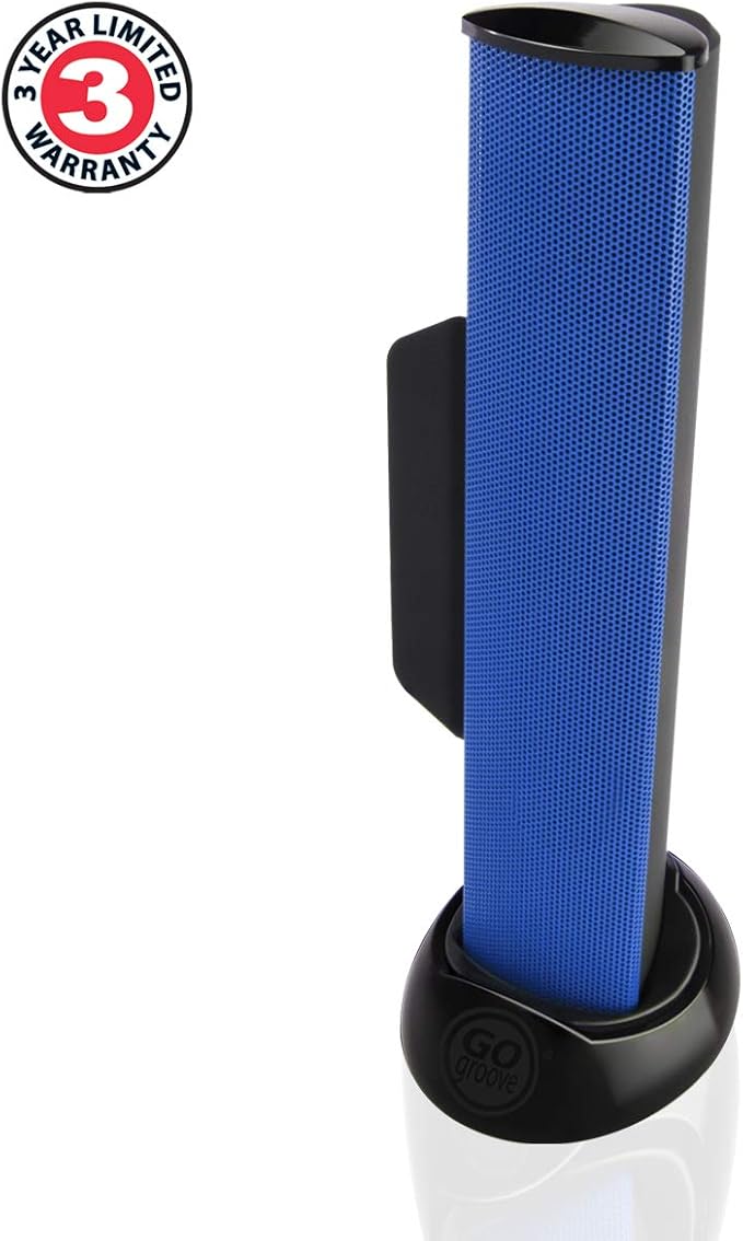 GOgroove SonaVERSE USB Speakers for Laptop Computer - USB Powered Mini Sound Bar with Clip-On Portable External Speaker Design for Monitor One Cable for Digital Audio Input and Power (Blue)