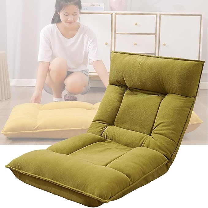 BTZHY Floor Chair Folding Floor Chair with Back Support - Multi-Level Adjustment for Men and Women - Single Sofa Folding Floor Chair(Green)