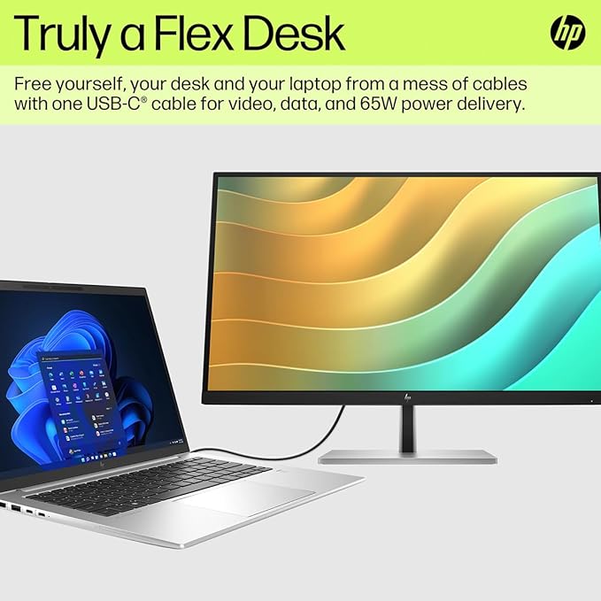 HP E27u G5 27 Class WQHD LCD Monitor - 16:9 - Black Silver - 27 Viewable - in-Plane Switching (IPS) Technology - Edge LED Backlight - 2560 x 1440-350 Nit - 5 ms - HDMI - DisplayPort - USB Hub