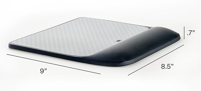 3M Precise Mouse Pad with Gel Wrist Rest Soothing 3M Gel Technology and Satin Smooth Cover for All Day Comfort Optical Mouse Performance and Battery Saving Design (MW85B) Extended Black