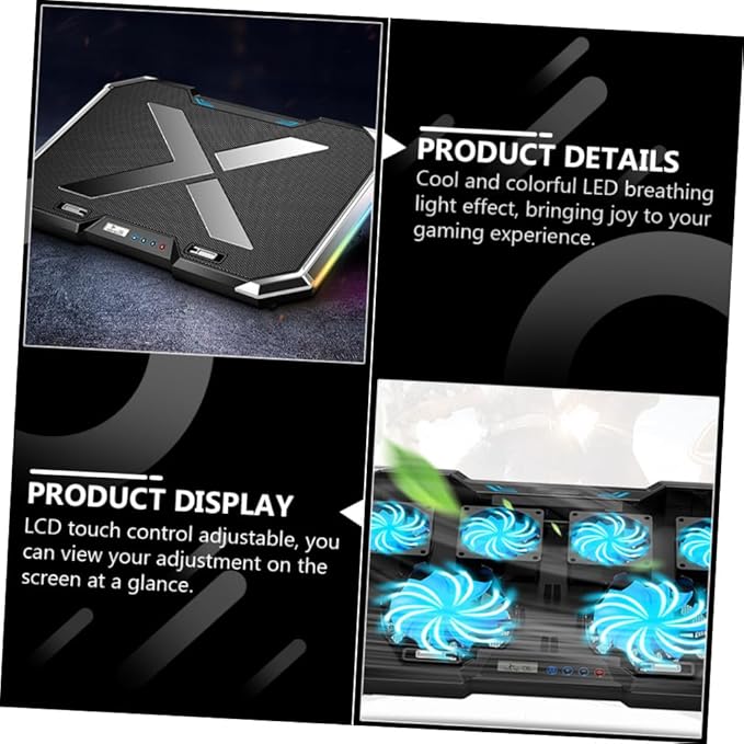ARTIBETTER RGB Luminous Cooling Base Design Heat Dissipation Laptop Cooler Pad for Pro Air Laptop Stand