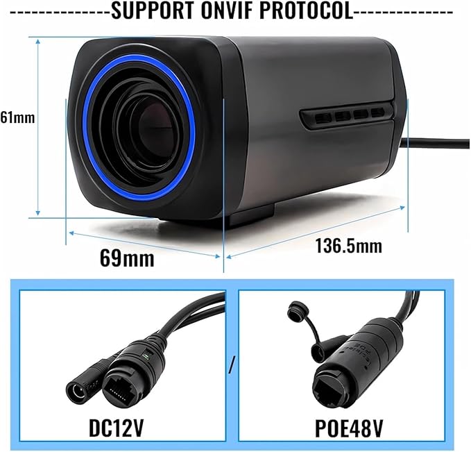 4K 36X Zoom Camera Auto H265 Webcam Control Motorized 5MP High Speed 30FPS Network Camera for Live Streaming