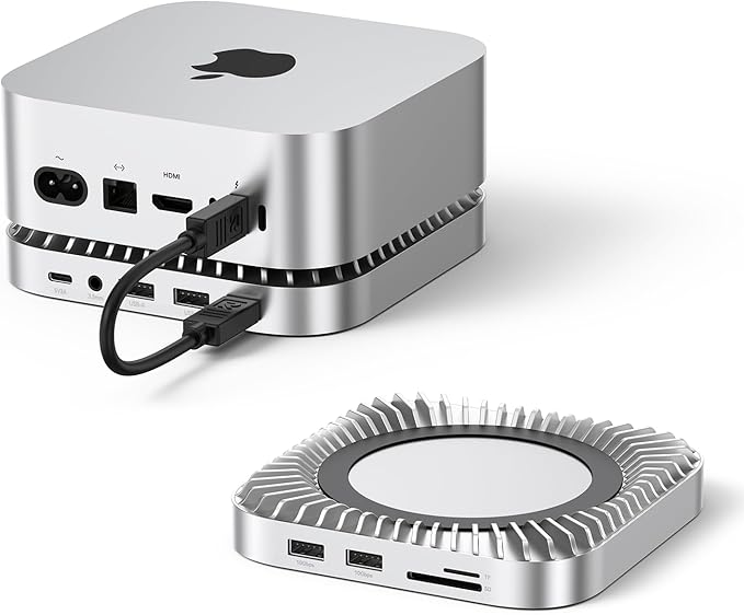 Raycue Mac mini M4 Dock &amp Stand with 8T NVMe SSD Enclosure 2 USB A 10Gbps10G USB C Data Port 5G USB A*2 USB-C Charge SD/TF Audio for Mac mini M4/ M4 Pro
