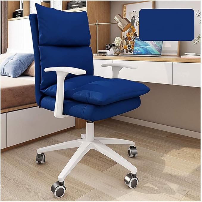 Computer Chair Home Backrest Lazy Leisure and Comfortable Swivel Chair with Wheels and Armrest Ergonomic Dormitory College Student Gaming Chair Desk Seat