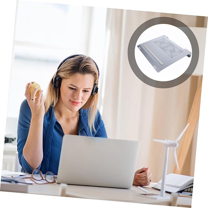 Aluminum Alloy Laptop Cooling Pad Stand for Notebooks to 17.3 Inch with Ventilated Cooling Fans Adjustable Height Gray – Suitable for Gaming and Office Use