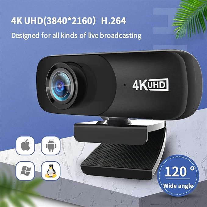 4K 3840 * 2160 Webcam Web Cam Camera with Microphone for Computer Live Broadcast Video Calling Conference